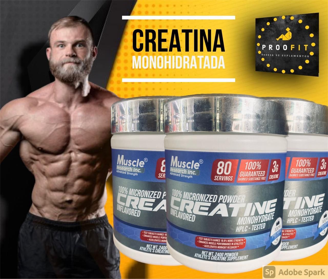 Creatina Monohidratada de 80 servicios - Aumenta tu fuerza, resistencia y mejora masa muscular